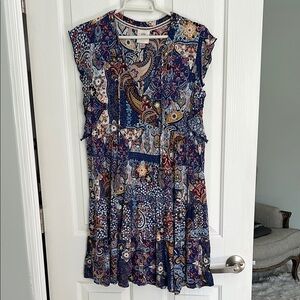Blue Paisley Sleeveless Dress